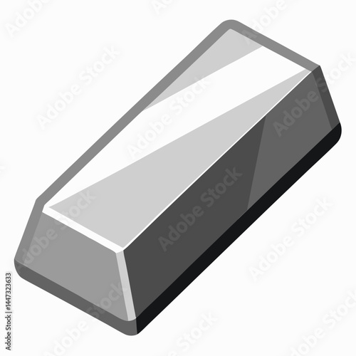 Silver ingot shaped in a realistic style on a plain background  