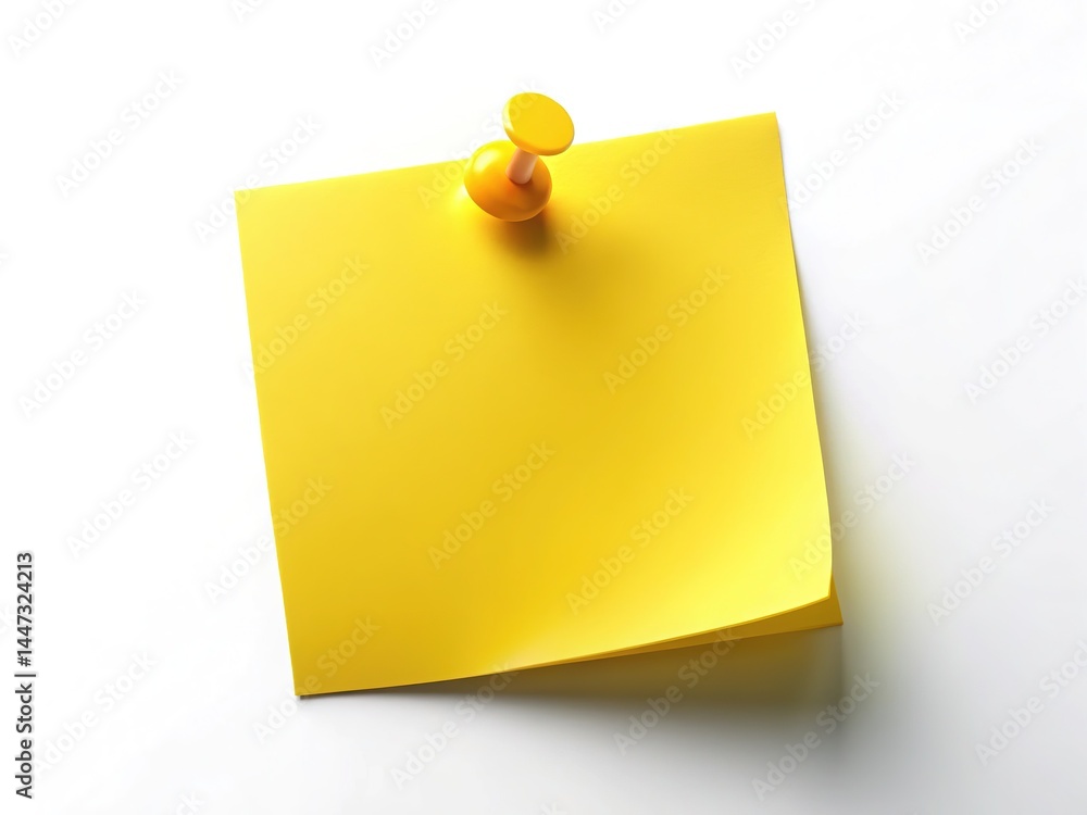 Sticky Note Push Pin - Yellow Notepad Reminder Sticky Note Push Pin - Yellow Notepad Reminder