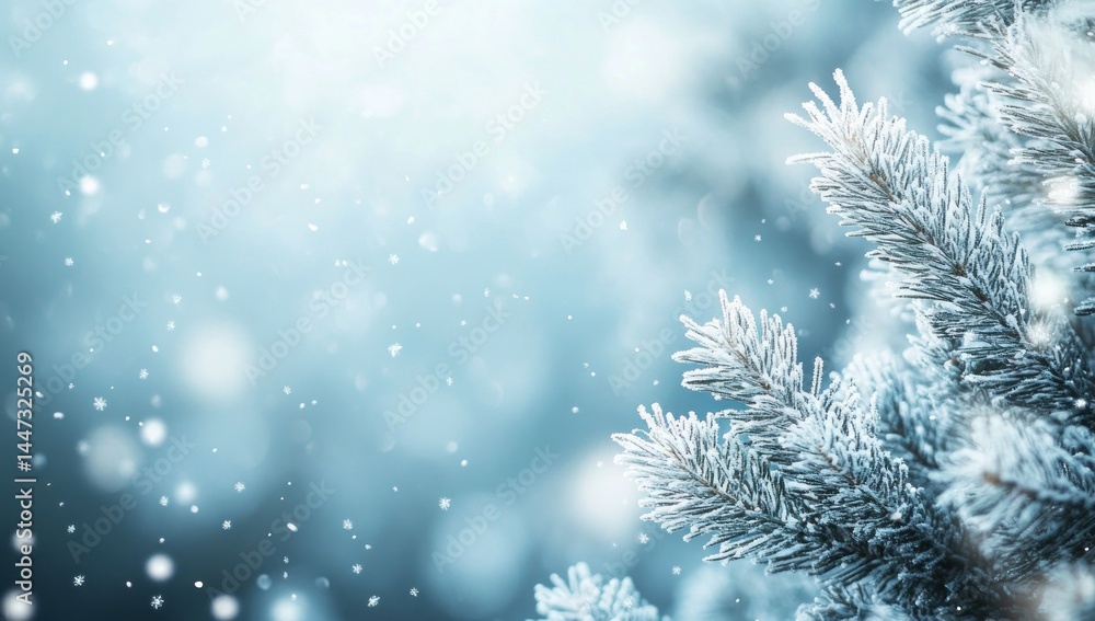 Winter Wonderland: Frosty Pine Branches in a Snowy Landscape Winter Wonderland: Frosty Pine Branches in a Snowy Landscape