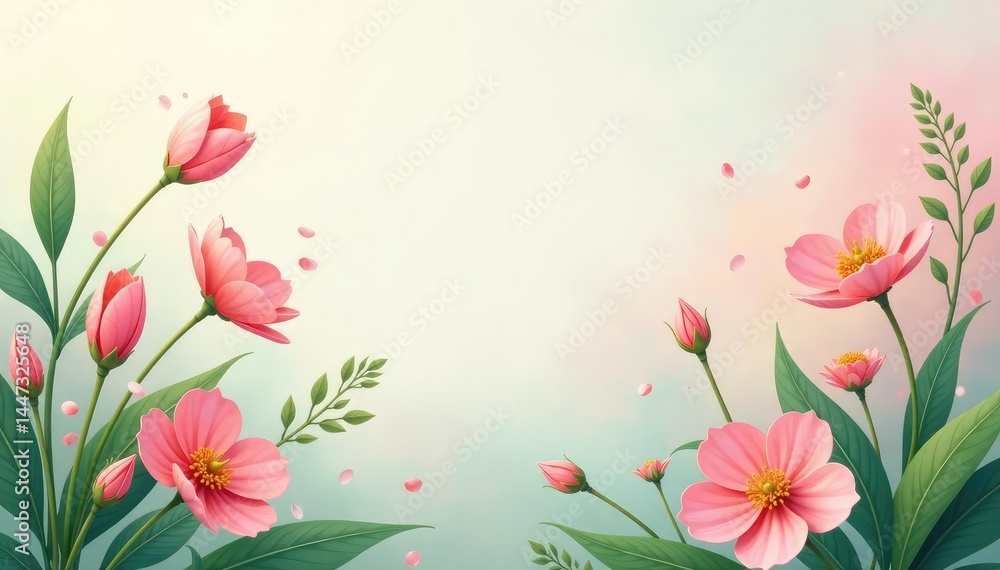 Subtle nature-inspired motif, soft hues, gentle flow , seamless, color Subtle nature-inspired motif, soft hues, gentle flow , seamless, color