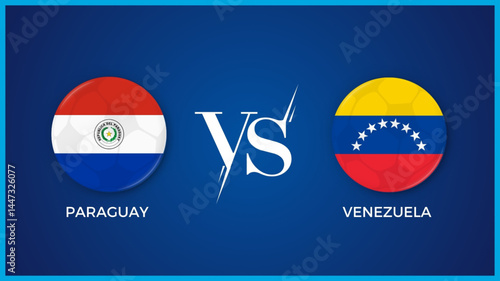  paraguay vs venezuela flag in circle for Copa América Femenina and sports banner. vector illustrator