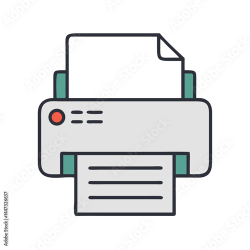 Document Printer with Paper Sheet Icon — Printing, Office Equipment, Paper Output Symbol