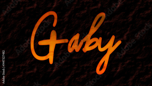 3D fire text effect of name Gaby on dark background.