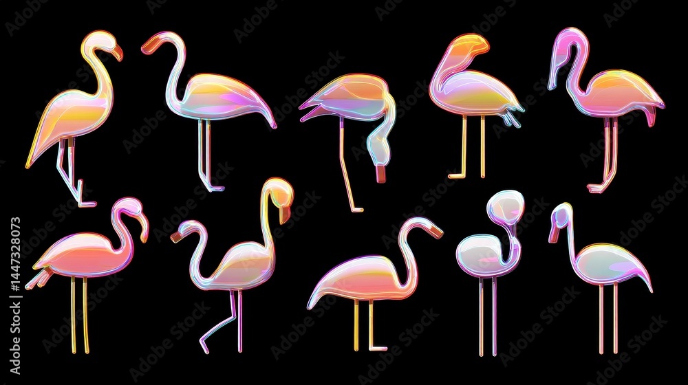 Obraz premium Colorful Flamingo Illustrations