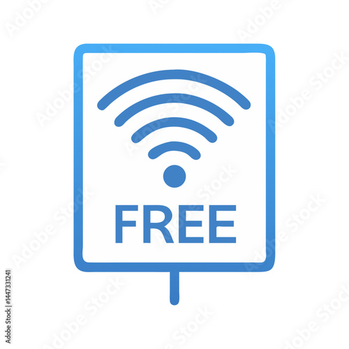 Free Public Wi-Fi Sign Icon Representing Wireless Internet Access and Connectivity in Public Areas