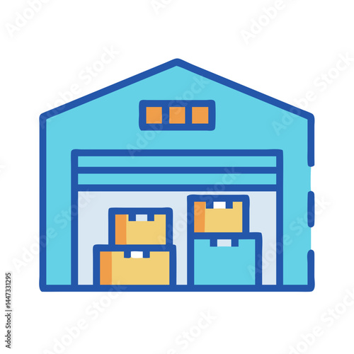 Fulfillment Center Logistics Warehouse Icon Representing Inventory Management and Order Distribution