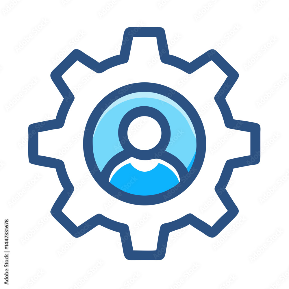 Gear with User Settings Icon Representing Profile Configuration and Personal Account Management Gear with User Settings Icon Representing Profile Configuration and Personal Account Management