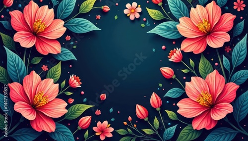 Bold blooms in a lush tapestry design, vibrant hues, lush, bright