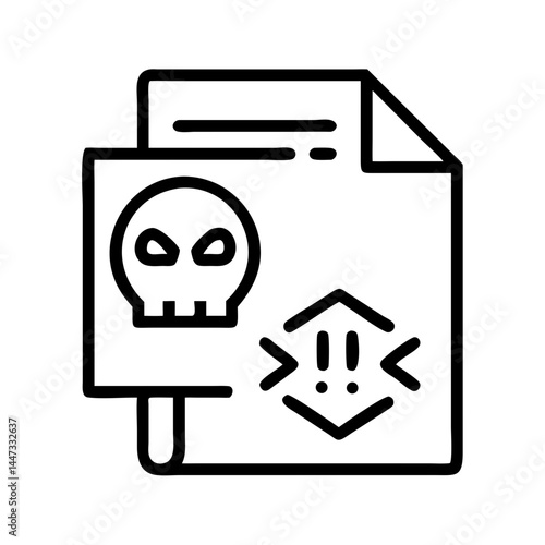 Hacked Document File Code Icon Representing Data Breach, Information Leak, and Cybersecurity Threat