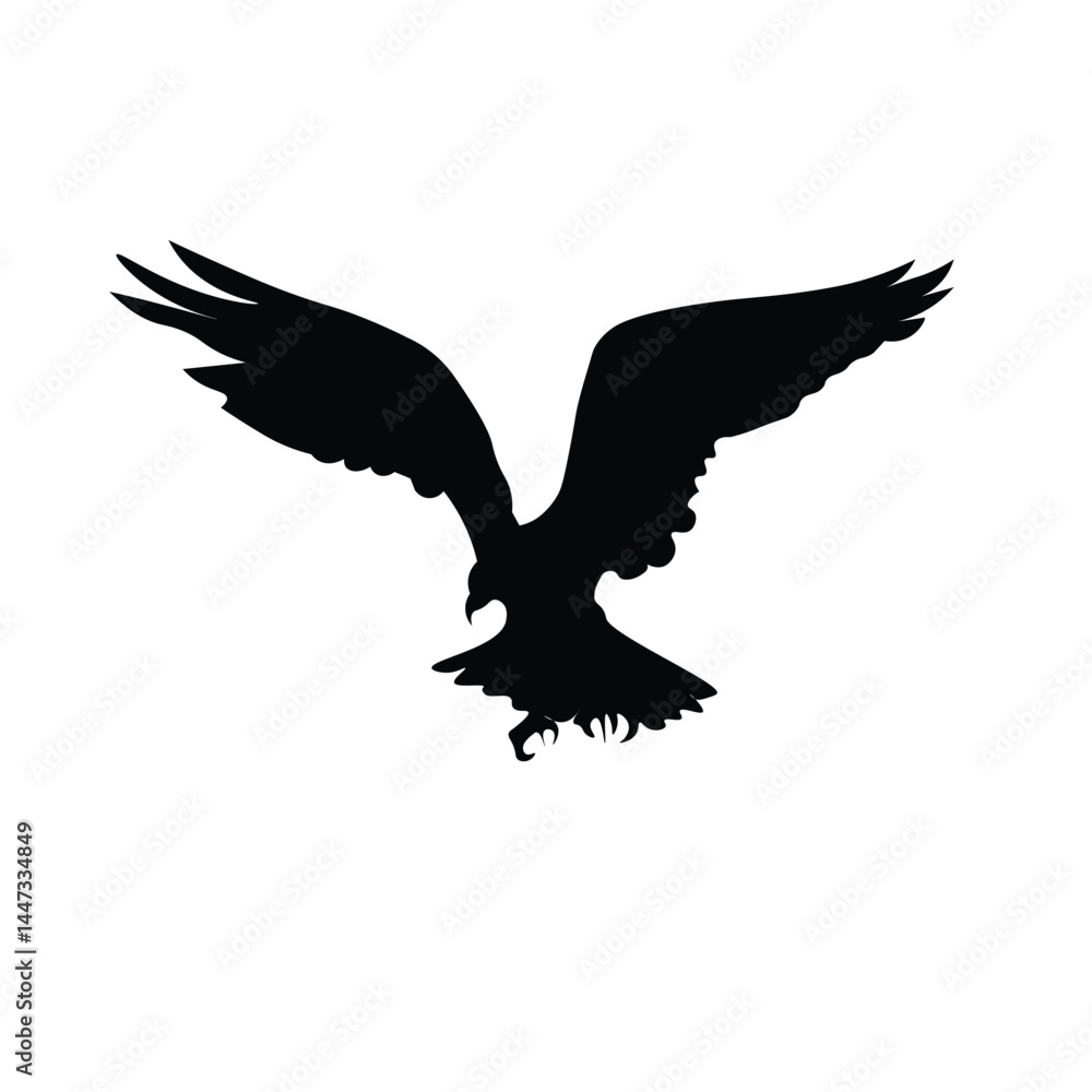 Obraz premium Eagle isolated design illustration with black silhouette color suitable to your brand, template, sticker, eagle design, animals, bird design, mascot, business, and more