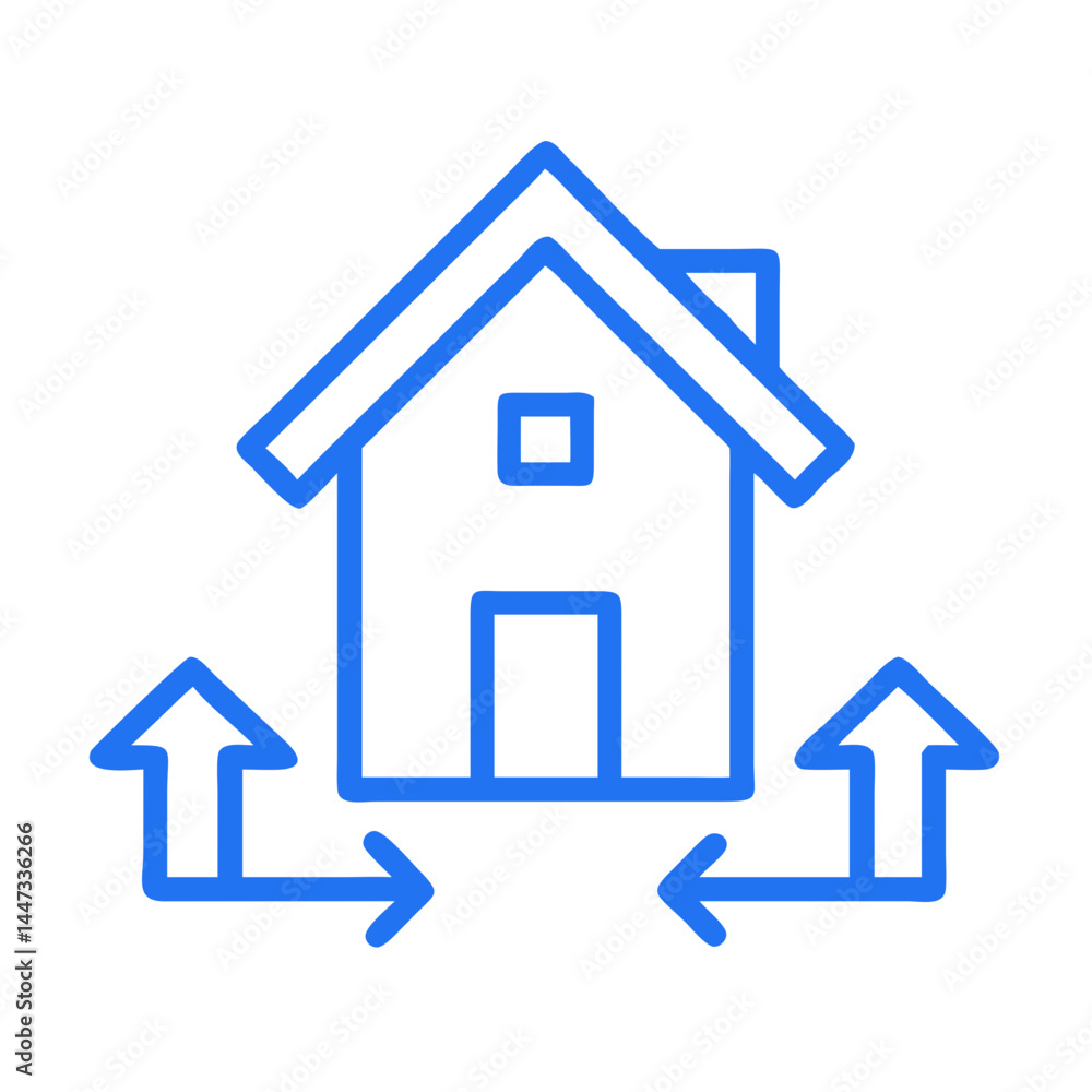 House with Network Arrows Icon Representing Smart Home Connectivity and Data Communication House with Network Arrows Icon Representing Smart Home Connectivity and Data Communication