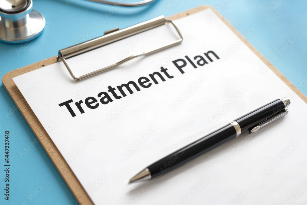 Close-up shot of a medical clipboard with a patient treatment plan in a modern clinic, emphasizing healthcare access and outcome improvement. Close-up shot of a medical clipboard with a patient treatment plan in a modern clinic, emphasizing healthcare access and outcome improvement.