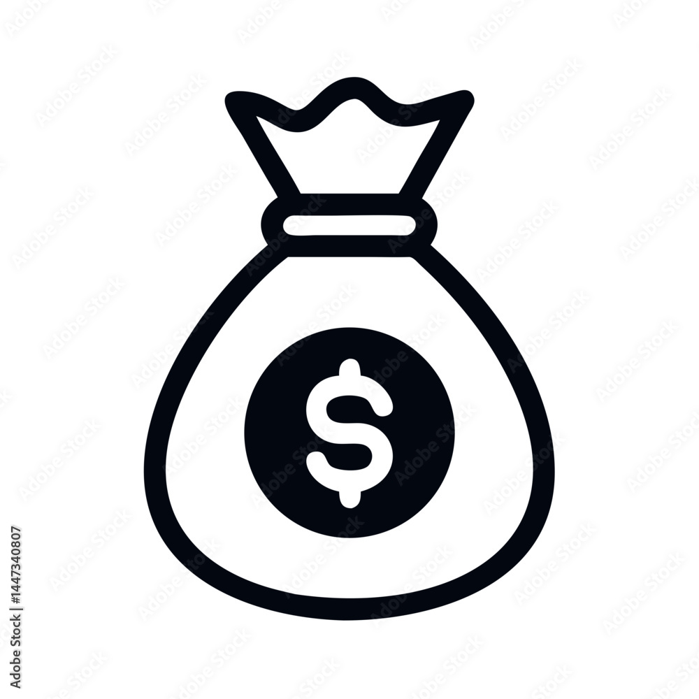 Money Bag with Dollar Symbol Icon Representing Wealth, Profit, and Financial Success Money Bag with Dollar Symbol Icon Representing Wealth, Profit, and Financial Success