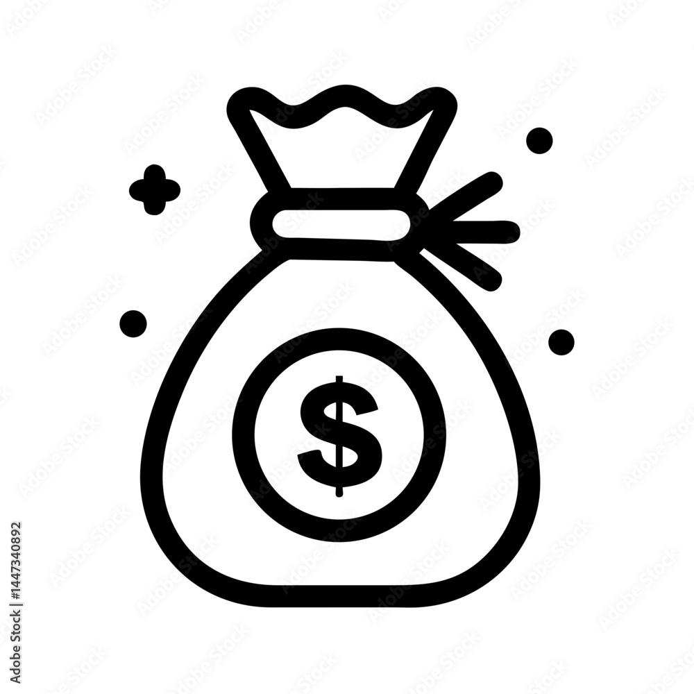 Money Bag with Dollar Symbol Icon Representing Wealth, Profit, and Financial Success Money Bag with Dollar Symbol Icon Representing Wealth, Profit, and Financial Success