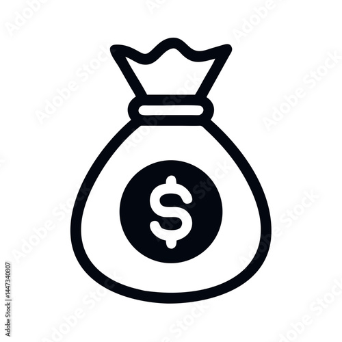 Money Bag with Dollar Symbol Icon Representing Wealth, Profit, and Financial Success