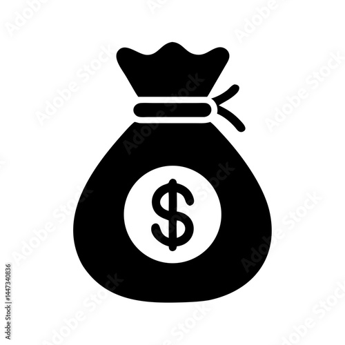Money Bag with Dollar Symbol Icon Representing Wealth, Profit, and Financial Success
