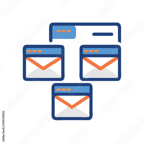 Multiple Email Browser Tabs Icon Representing Email Management and Multi-tasking