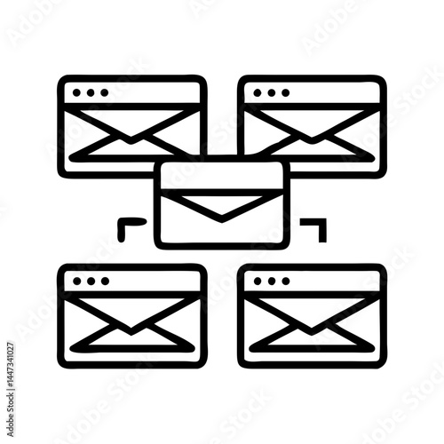 Multiple Email Browser Tabs Icon Representing Email Management and Multi-tasking