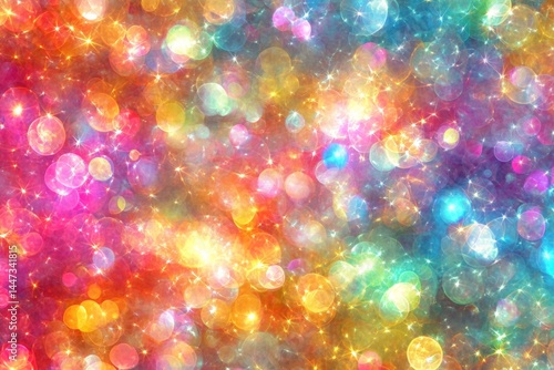 A colorful background with many stars scattered throughout