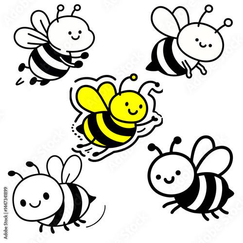 cute bee flying 4.eps