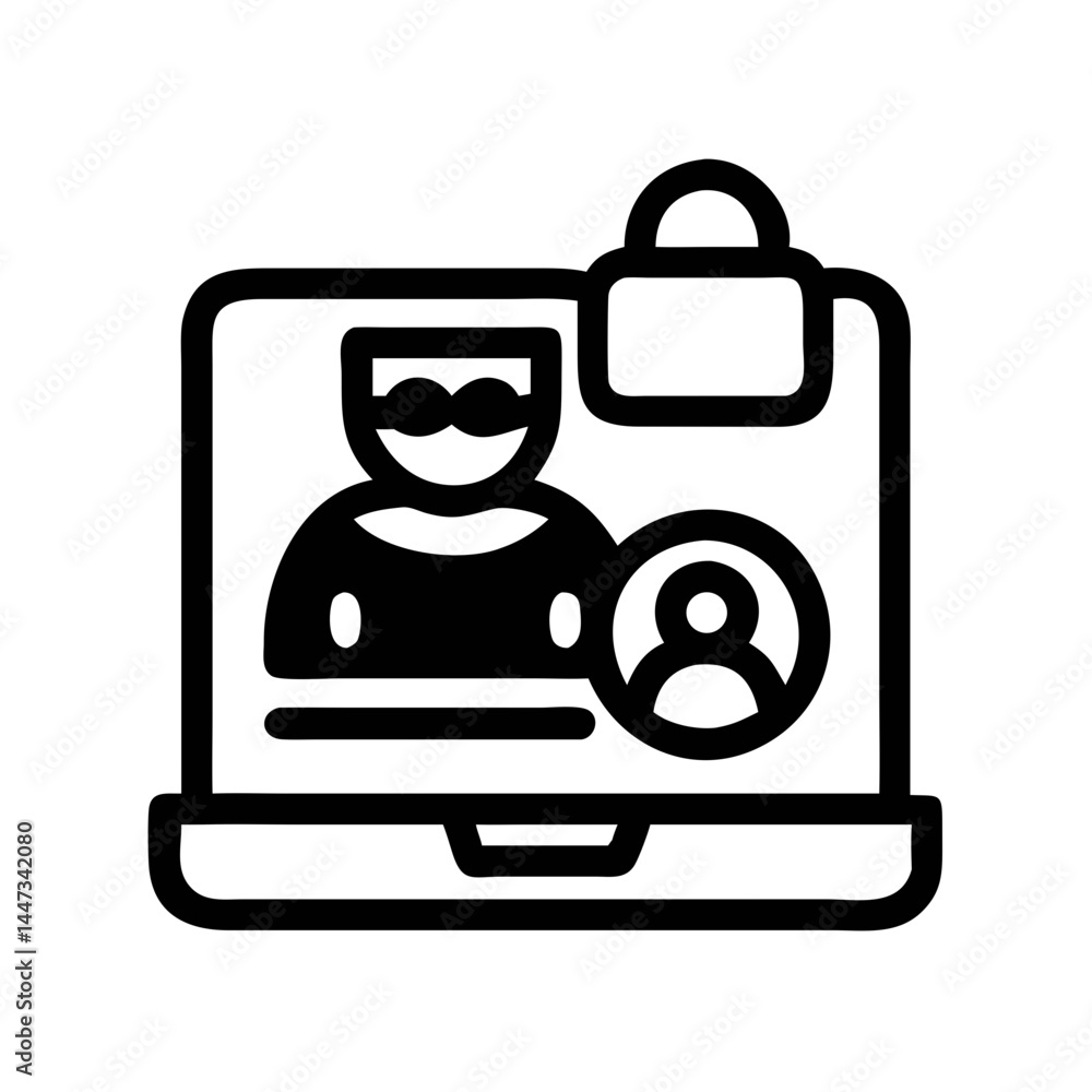 Fototapeta premium Online Identity Theft Concept Icon Representing Cybersecurity Threat and Fraud Protection
