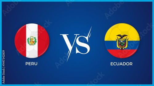  peru vs ecuador flag in circle for Copa América Femenina and sports banner. vector illustrator
