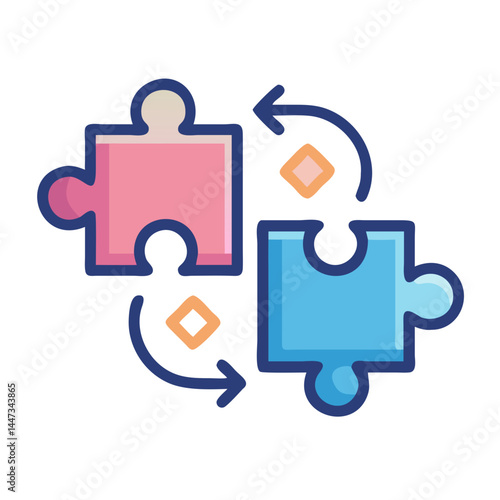 Puzzle Piece Collaboration Icon Representing Teamwork and Problem Solving