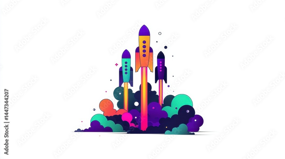 Obraz premium Colorful Rocket Launch Design