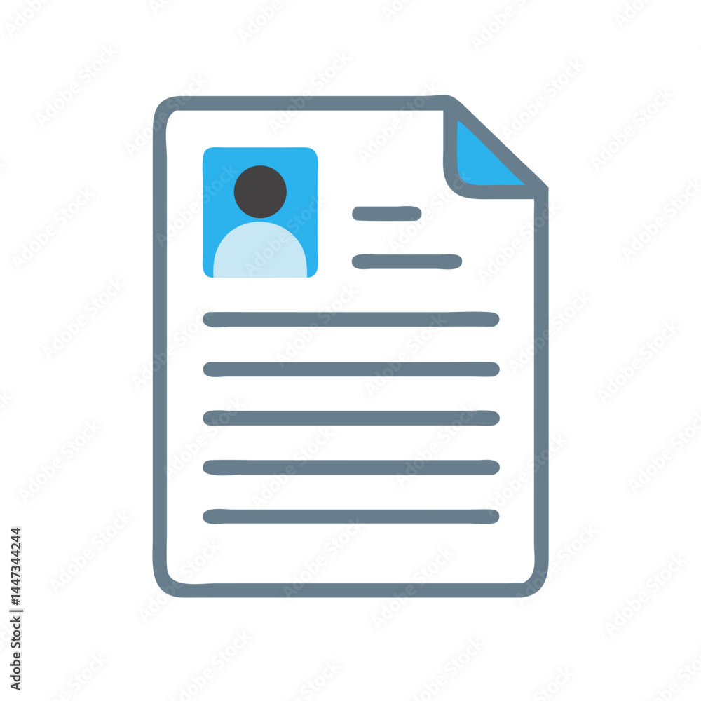 Resume or CV Document Icon Representing Professional Profile and Job Application Resume or CV Document Icon Representing Professional Profile and Job Application