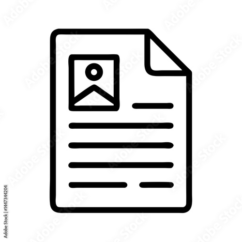 Resume or CV Document Icon Representing Professional Profile and Job Application