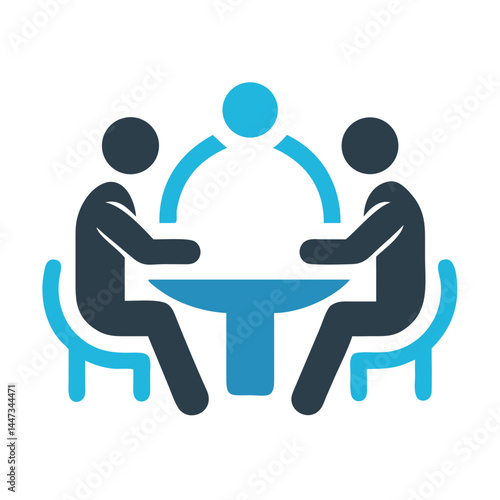 Round Table Team Meeting Icon Representing Collaboration and Group Discussion