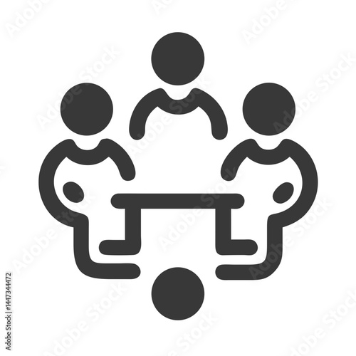 Round Table Team Meeting Icon Representing Collaboration and Group Discussion