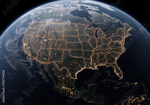 united states of america usa map flag in earth globe