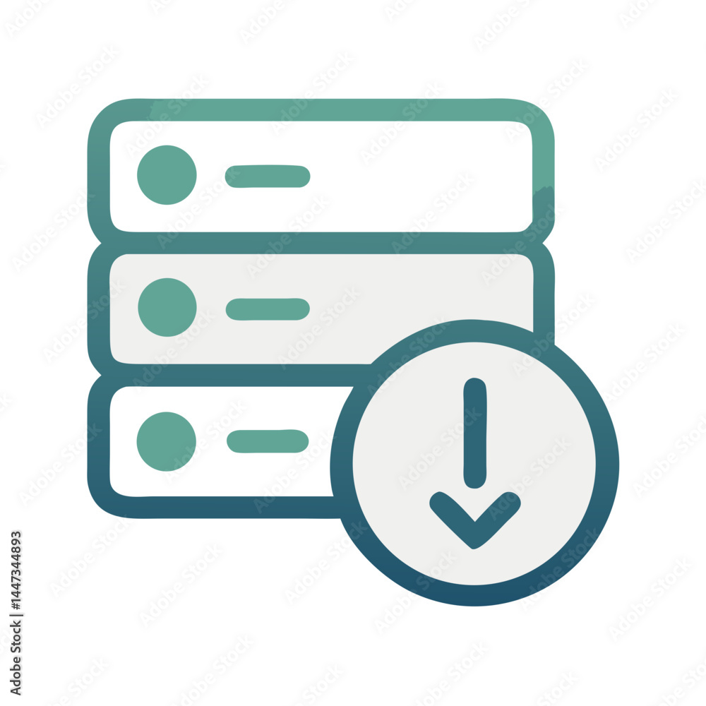 Server Download Alert Icon Representing Data Transfer and Network Notifications Server Download Alert Icon Representing Data Transfer and Network Notifications