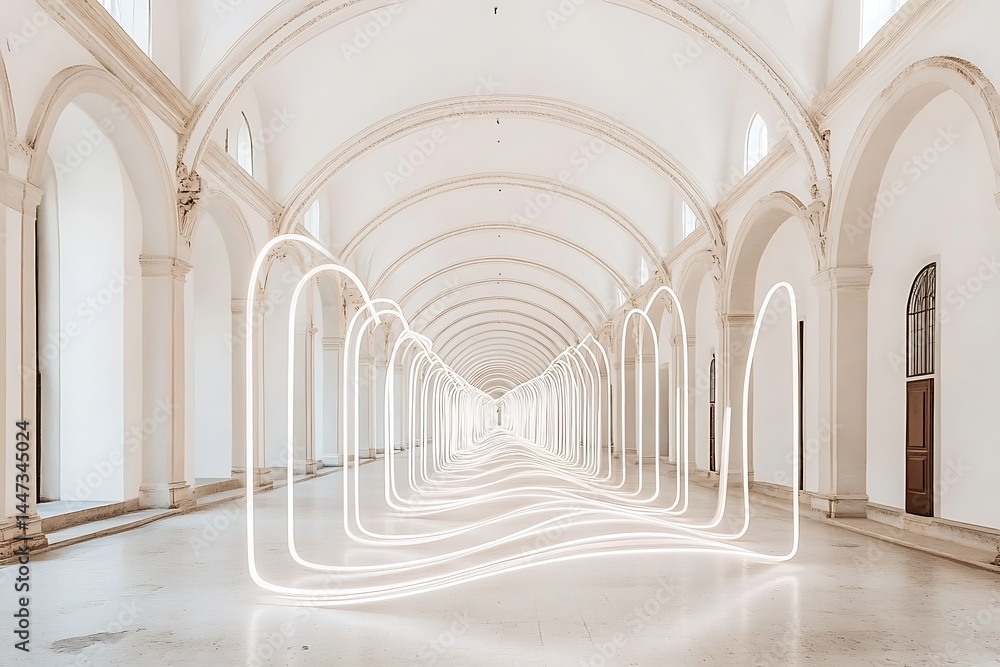 Fototapeta premium space rendering light based sculptures in photorealistic virtual AI