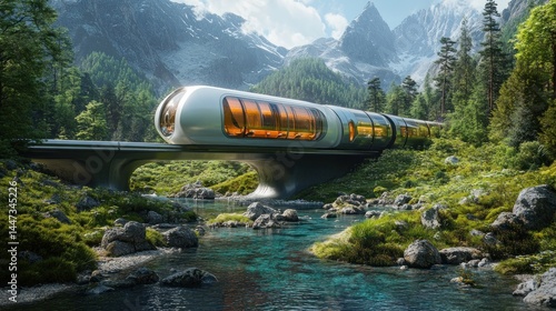Wallpaper Mural Futuristic Train Journey Through Alpine Scenery Torontodigital.ca