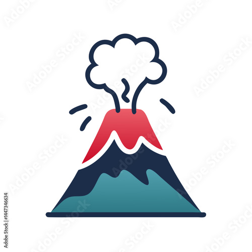 Volcanic Eruption Mountain Icon Representing Natural Disaster and Geophysical Activity