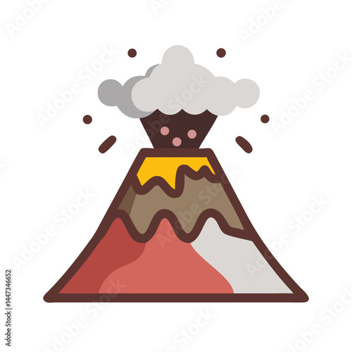 Volcanic Eruption Mountain Icon Representing Natural Disaster and Geophysical Activity