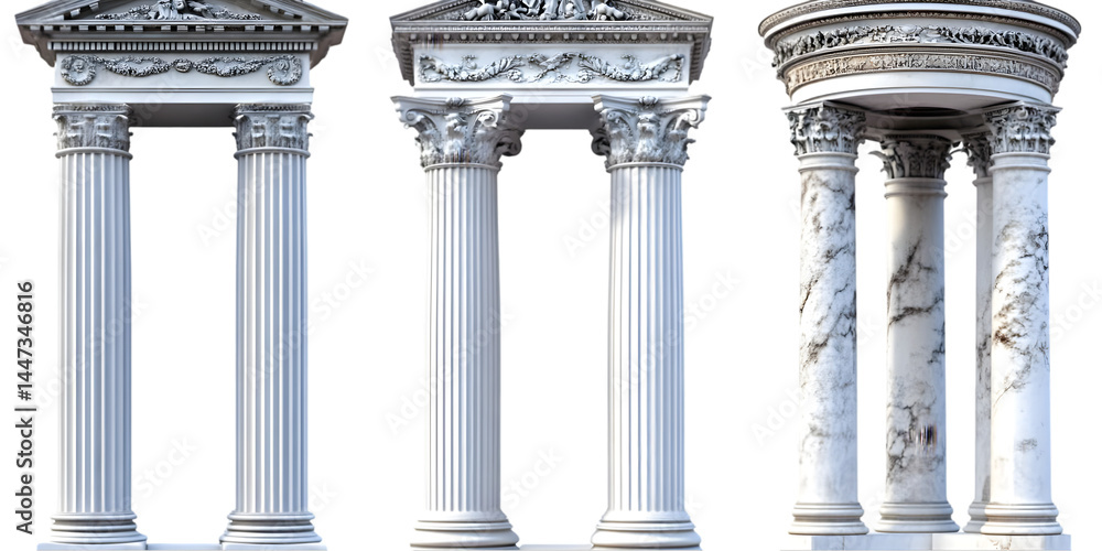 Three Classical Architectural Columns Illustration