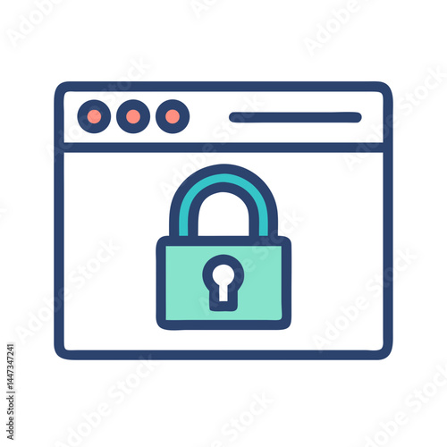 Website with Cybersecurity Lock Icon Representing Data Protection and Secure Online Access