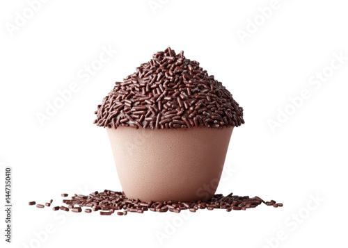 Obraz na płótnie Brigadeiro, a traditional Brazilian chocolate candy covered in sprinkles, isolated on transparent background. Dessert, sweet, gourmet concepts. w salonie