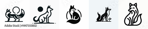 Fox Silhouette Logo in Circle – Vector Animal Icon