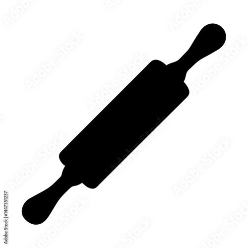 Black silhouette of a classic rolling pin for baking and cooking