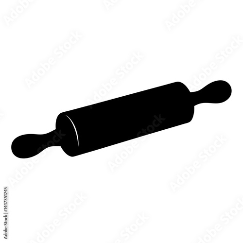 Black silhouette of a classic rolling pin for baking and cooking