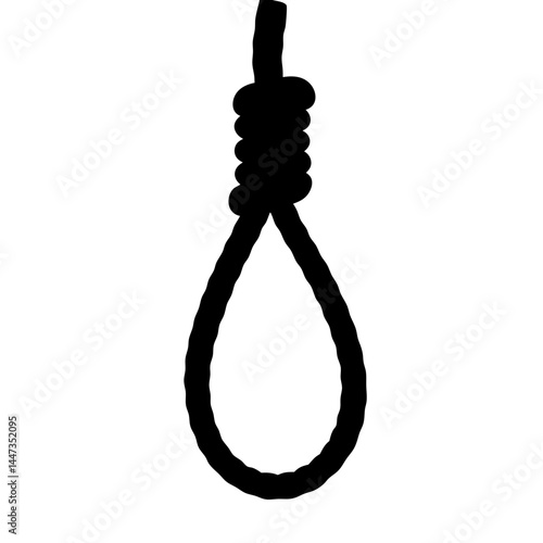 A Simple Black and White Illustration of a Rope Noose Gallows