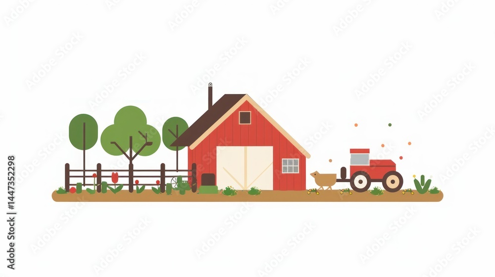 Fototapeta premium Minimalist farmhouse vector icon in flat design