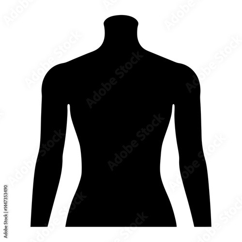 Silhouette of a Woman's Torso and Arms, Black on White Background