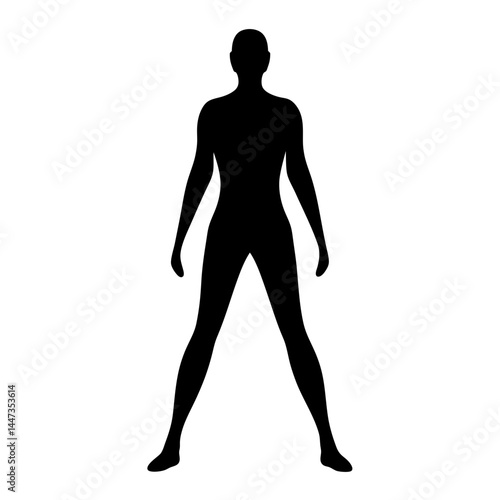 Full body silhouette of a woman standing with legs spread apart
