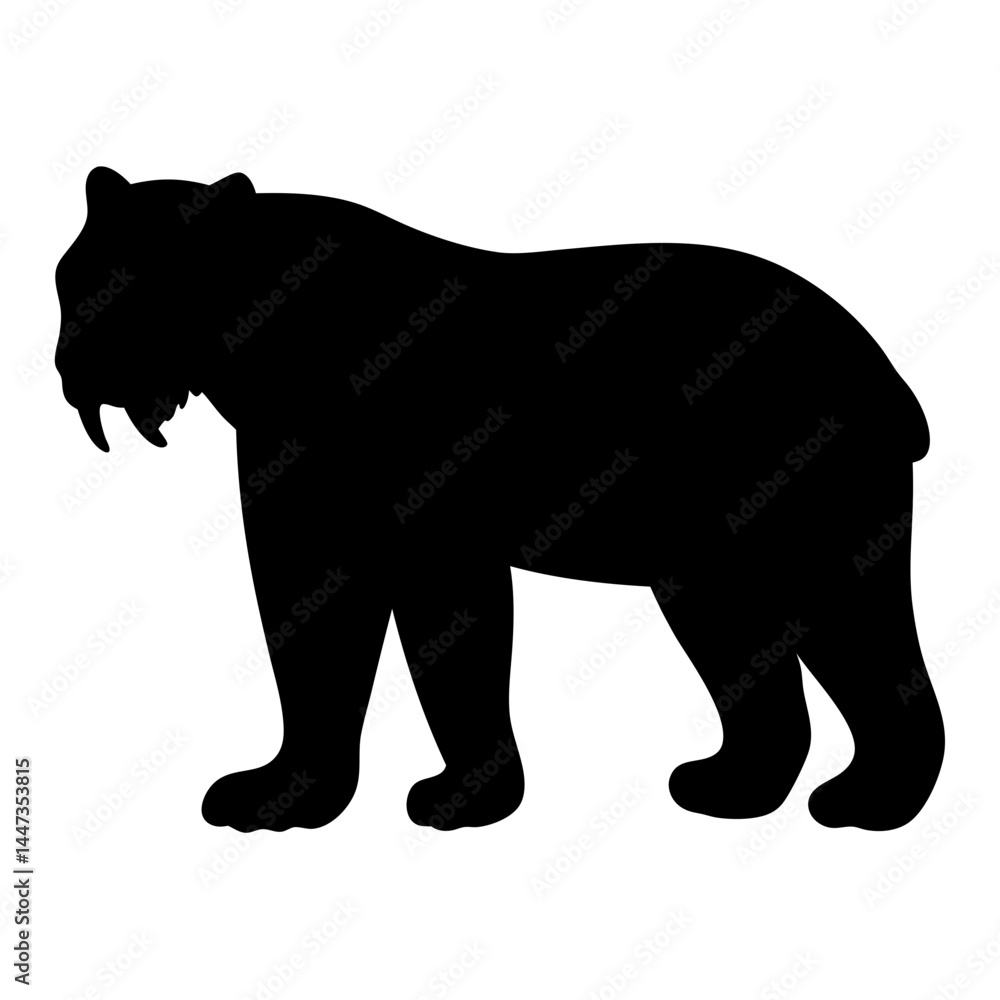 Fototapeta premium Black silhouette of a Smilodon populator the largest known feline species