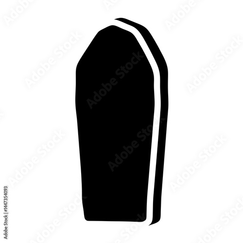 Spooky Black Coffin Silhouette Isolated on White Background for Halloween Themes